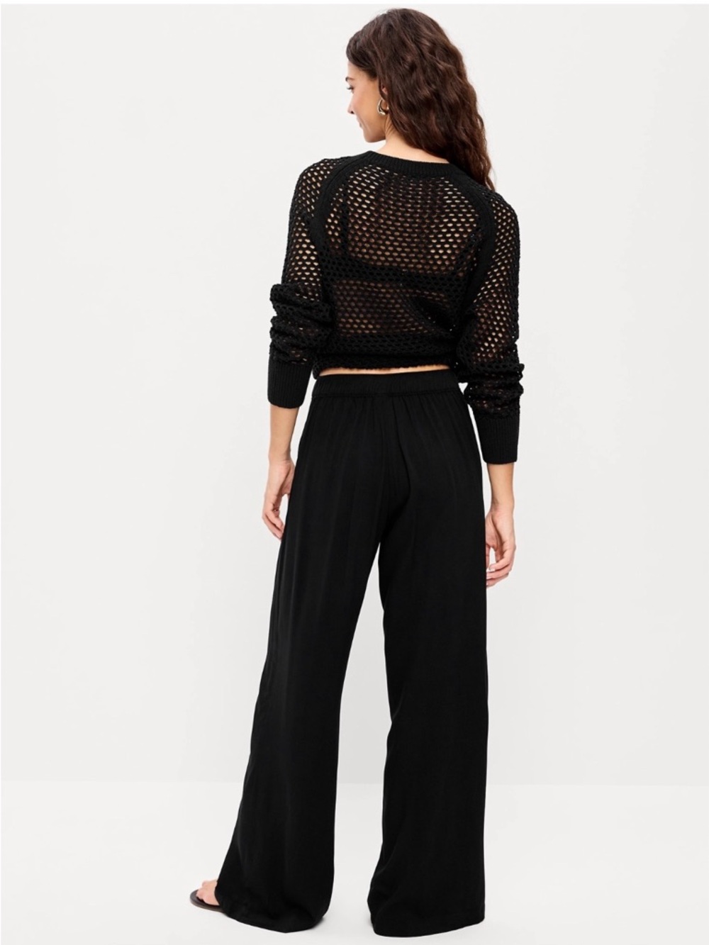 Old Navy Playa Black Wide-Leg Women's Pants size Lg NWT - Picture 3 of 15